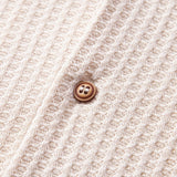 Cuban Collar Short Sleeve Knitted Waffle Shirt with Straight Leg Linen Trousers