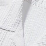 Striped Jacquard Cuban Collar Shirt with Straight-Leg Trousers
