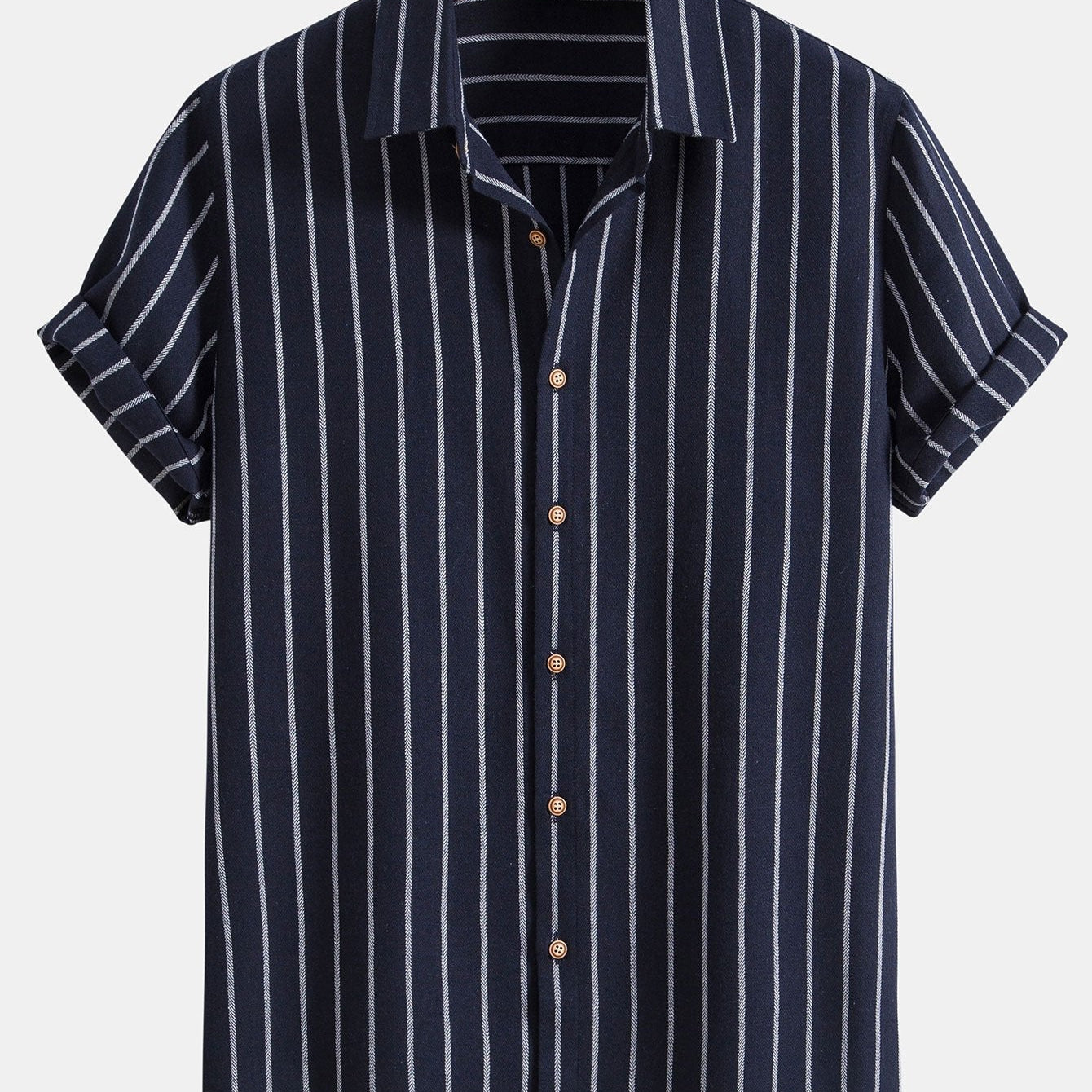 Striped Button-Up Shirt in Cotton Blend