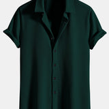 Ribbed Muscle Fit Button-Up Shirt and Shorts Set