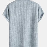 Short Sleeve Waffle Knit T-Shirt with Arc Hem & Matching Shorts