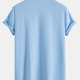 Ribbed Muscle Fit Cuban Shirt with Drawstring Ribbed Shorts