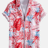 Tropical Print Button-Up Shirt with Matching Swim Shorts