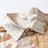 Tribal Geometric Patchwork Button-Up Shirt and Swim Shorts Set