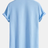 Ribbed Stand Collar Shirt with Muscle Fit