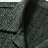Geometric Rhombus Jacquard Knit Cuban Shirt with Straight Leg Linen Trousers