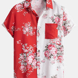Dual Color Rose Pattern Button-Up Shirt