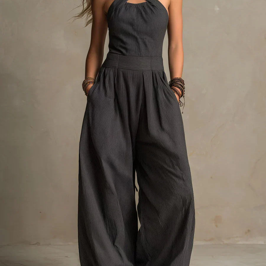 Bianca™ | Elegantiškas jumpsuit iš lino ir medvilnės su kryžminiu iškirpimu