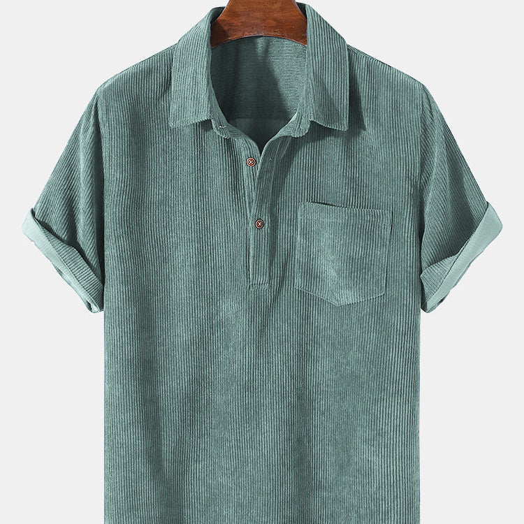 Essential Solid Corduroy Short Sleeve Shirts