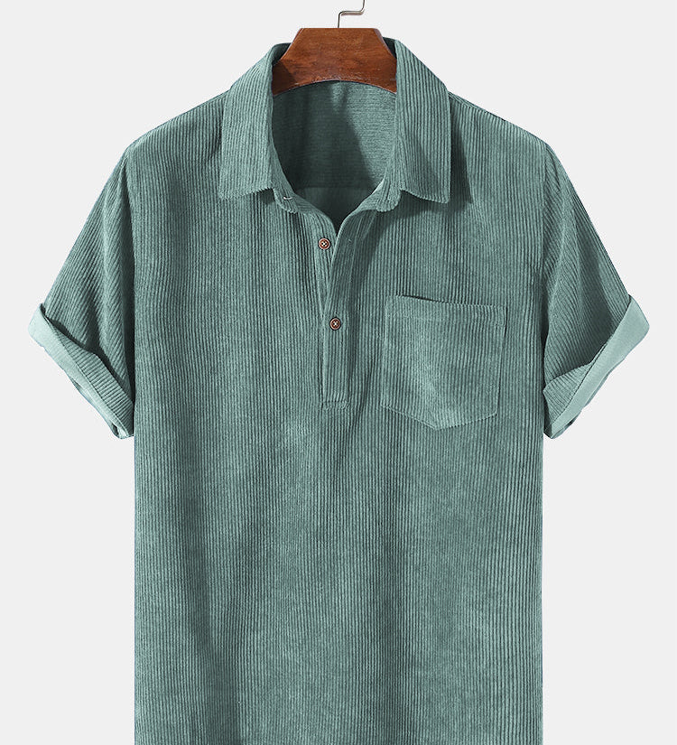 Essential Solid Corduroy Short Sleeve Shirts